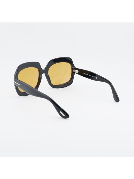 Tom Ford Ren FT1155 01E Sunglasses Shiny Black Square Frame, Brown Lenses main image 9